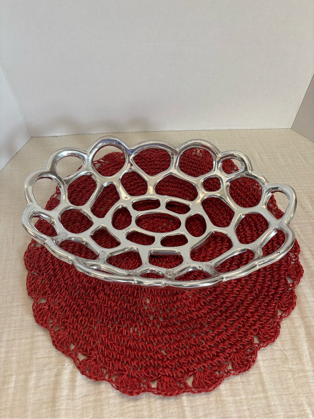 Contemporary Silver Openwork Decorative Bowl